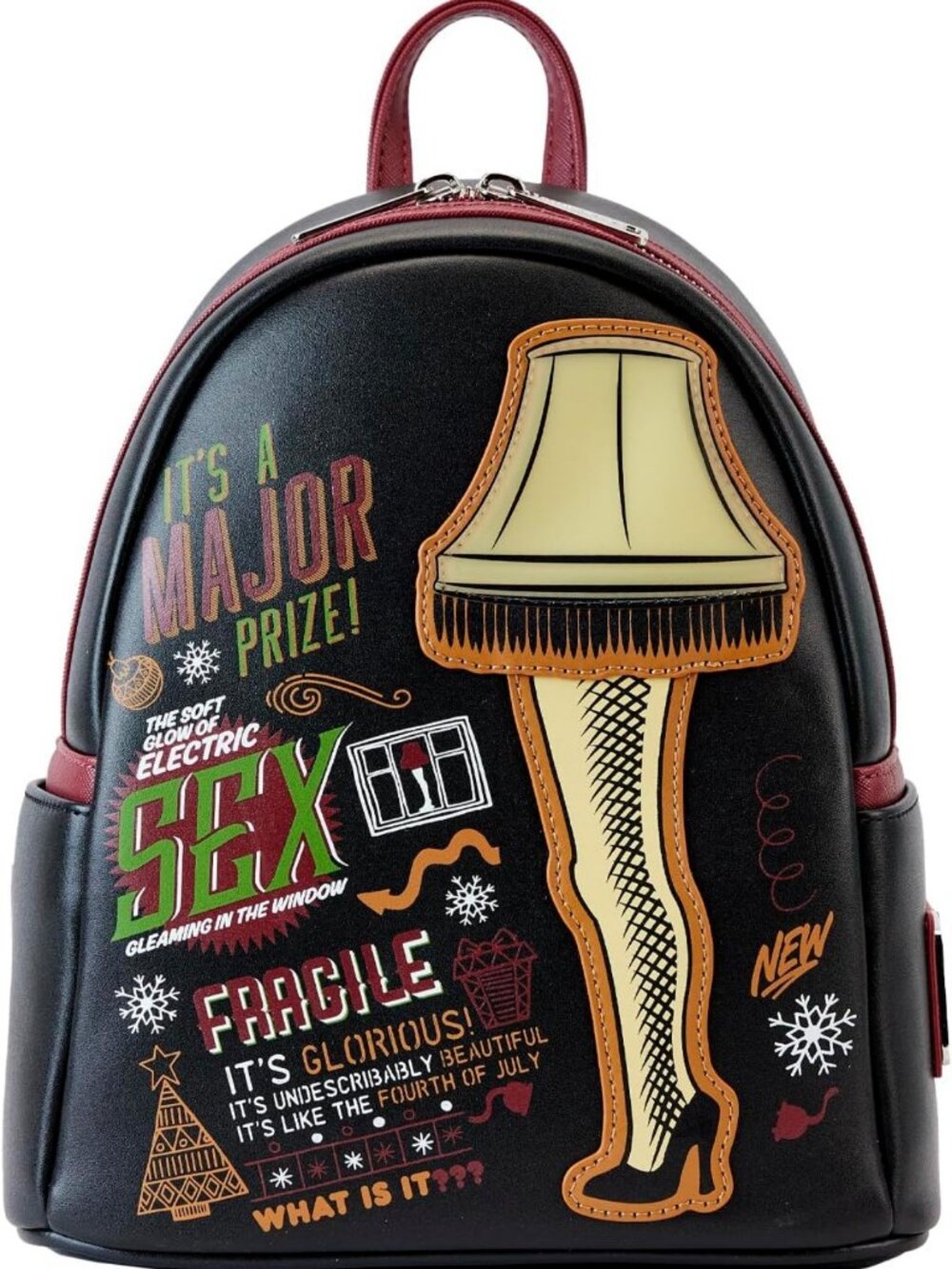 Festive Mini Backpack - Christmas Story Leg Lamp Design, Perfect Holiday
